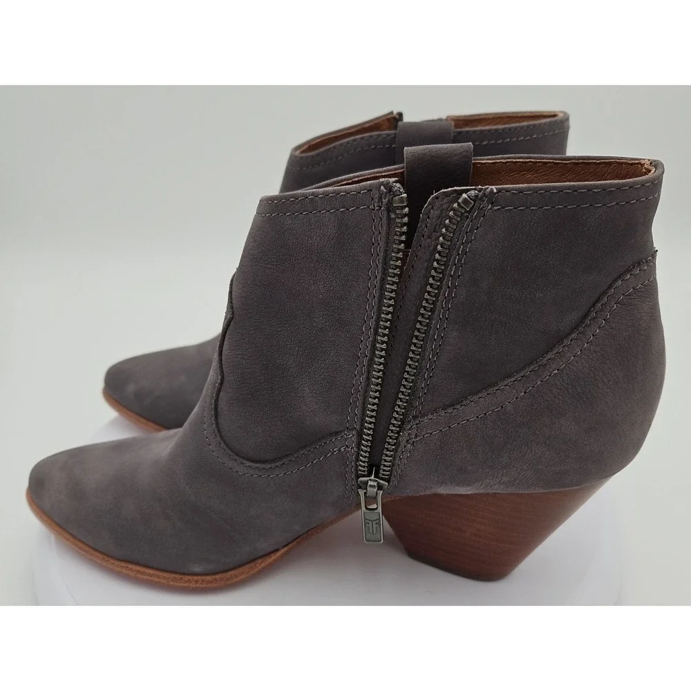Frye REINA Blue Gray Suede Leather Western Ankle Zip Bootie 3471724-JEA W/9M EUC